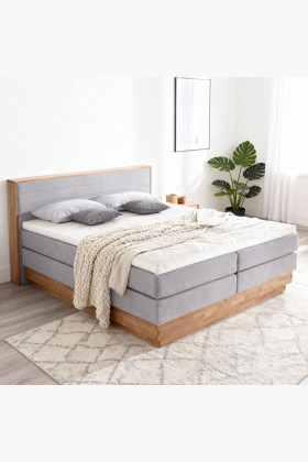 Tömör tölgyfa boxspring ágy tárolóval 180x200 cm bonell és zsákrugós
